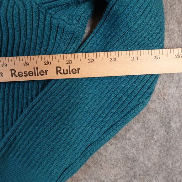 J. Jill Sweater Womens 2X Ribbed Collared Knit Stretch Blue/Green Cozy Casual - Picture 7 of 9